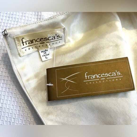 Francesca’s Collections Embellished Polyester Blend Cream Mini Dress Large NWT - Picture 15 of 16